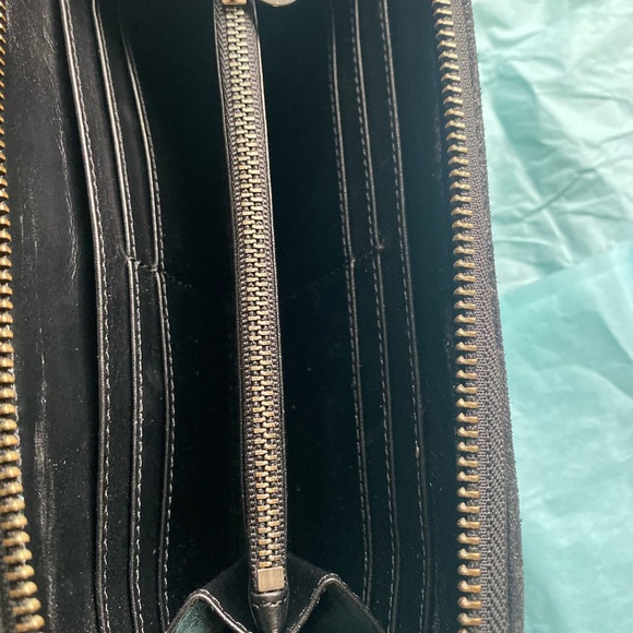 TORY BURCH BLK SHEEN GORG SUEDE MONOCHROME Wallet - Picture 9 of 14